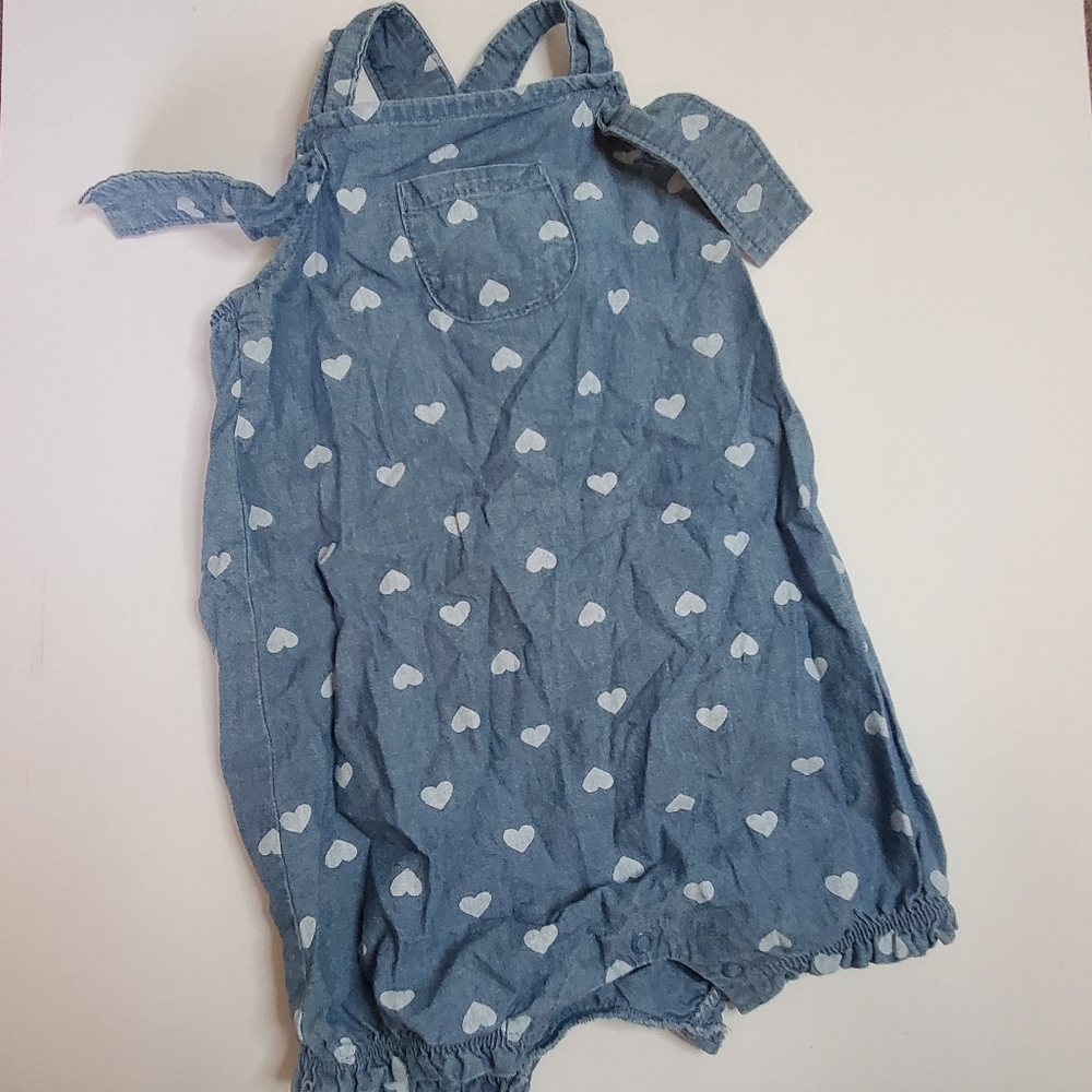 Carters | Jean & Heart Print Romper | 18m